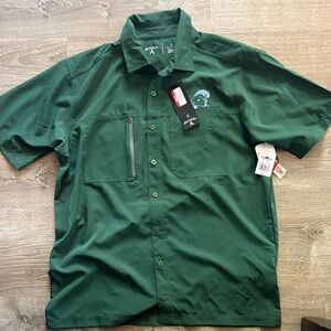 Tulane logo Antigua Dark Green Casual Button Down Shirt